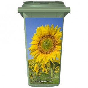 Sunflowers In A Field Wheelie Bin Sticker Panel